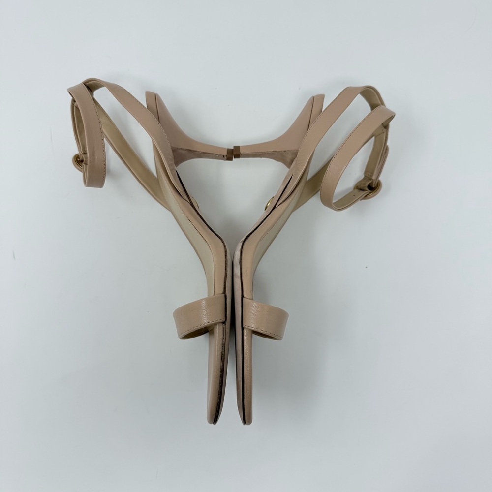 New Veronica Beard Darcelle Leather Sandal In Bisque Mid Heel Sz 7.5 - Picture 12 of 14